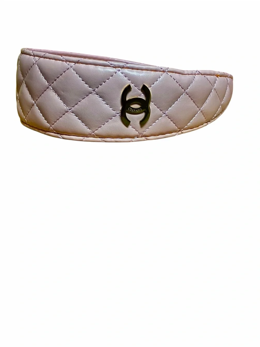 ✨ChaneI. Light Pink Quilted Headband with Gold-Tone CC Logo